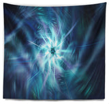 Splaying Bright Blue Fireworks Floral Wall Tapestry, 39"x32"