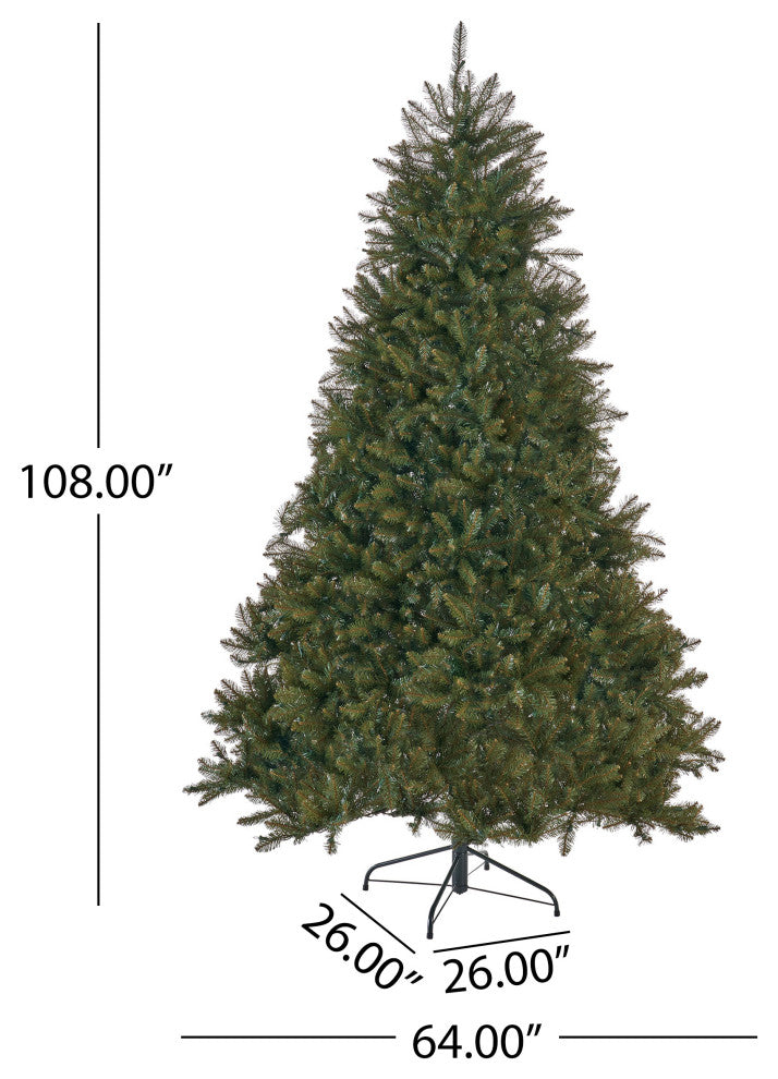 9-foot Fraser Fir Pre-Lit or Unlit Light Hinged Artificial Christmas Tree, Pre-L