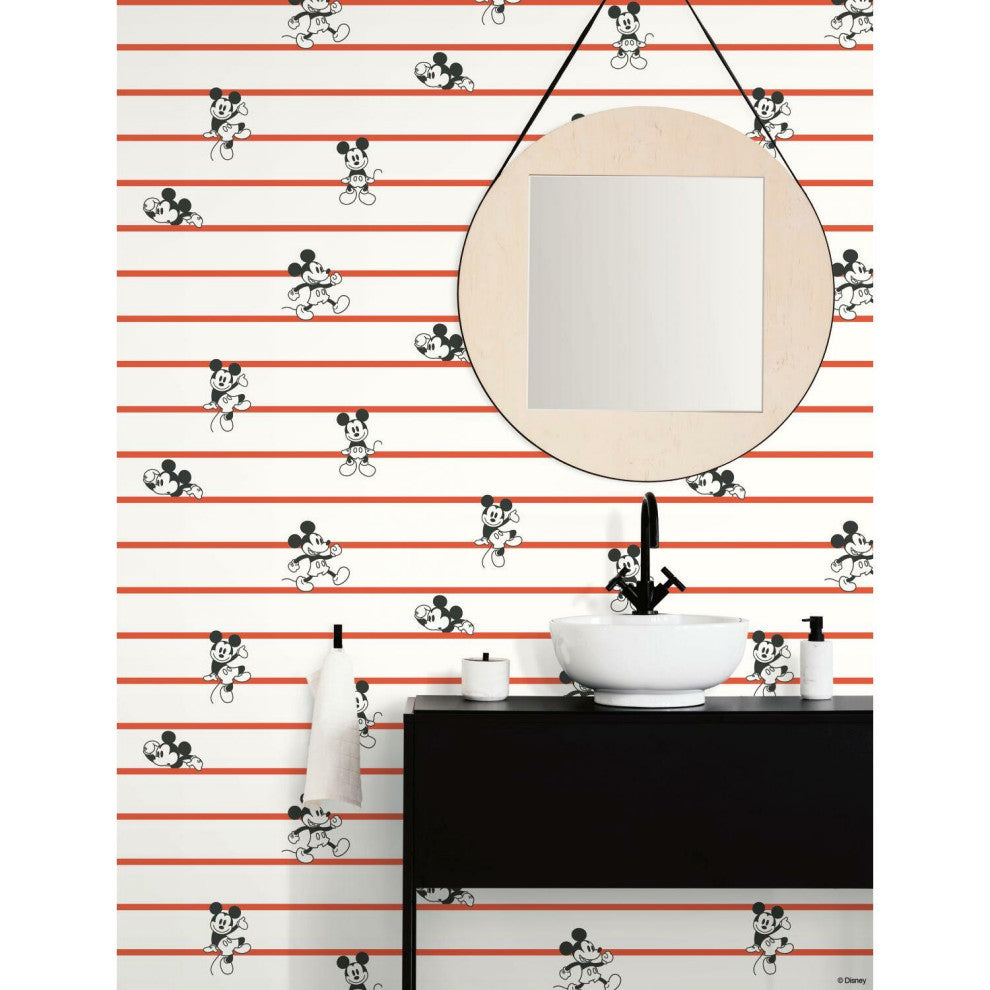 Disney Mickey Mouse Stripe Wallpaper