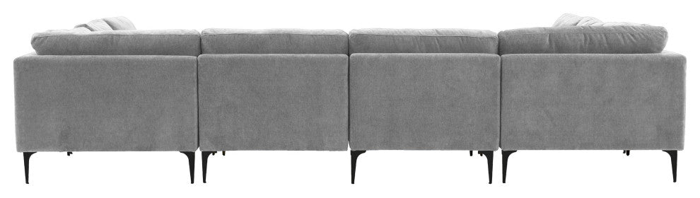 Serena Gray Velvet U-Sectional With Black Legs
