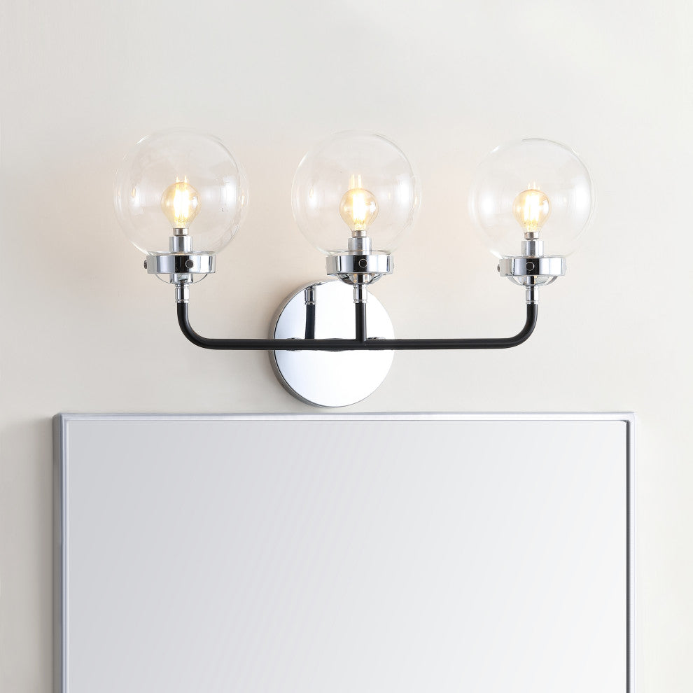 Caleb 1-Light Brass Wall Sconce, Chrome/Black, 3 - Light(s)