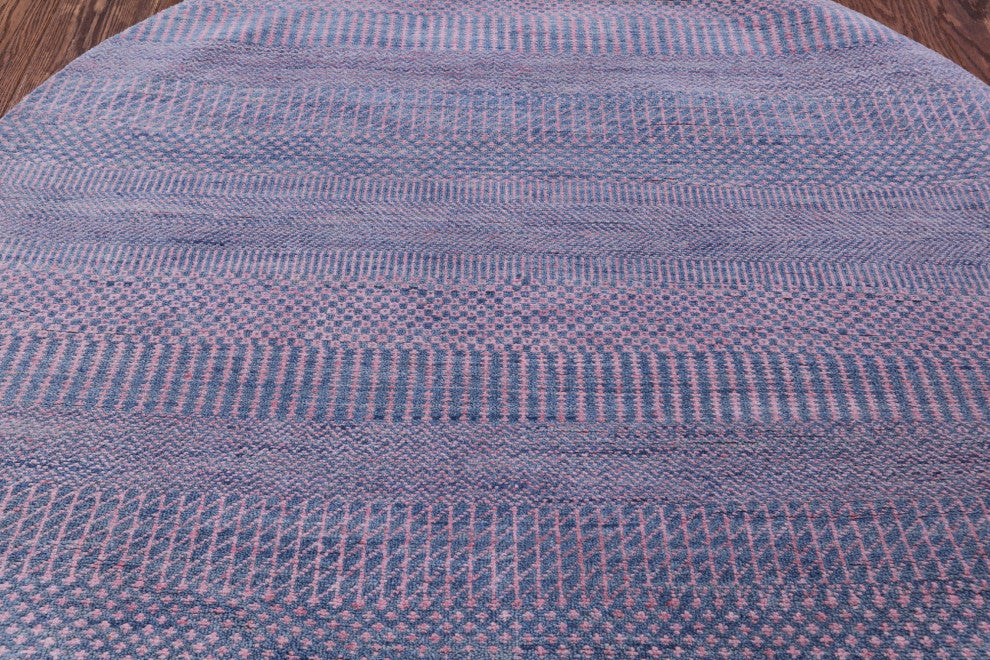 4' Round Wool and Silk Savannah Grass Hand Knotted Rug Q11484
