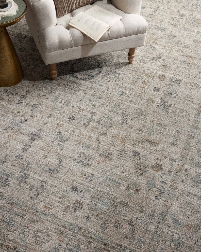 Jean Stoffer x Loloi Katherine Area Rug, Beige / Mist, 18" X 18" Sample
