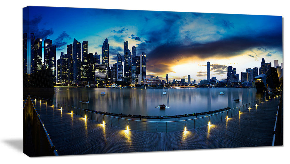 "View From Marina Bay Sands" Panorama Cityscape Canvas Print60"x28", 1 Panel