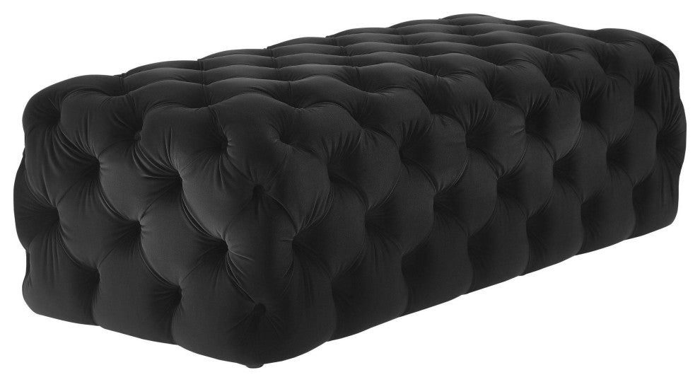 Kaylee Black Velvet Ottoman