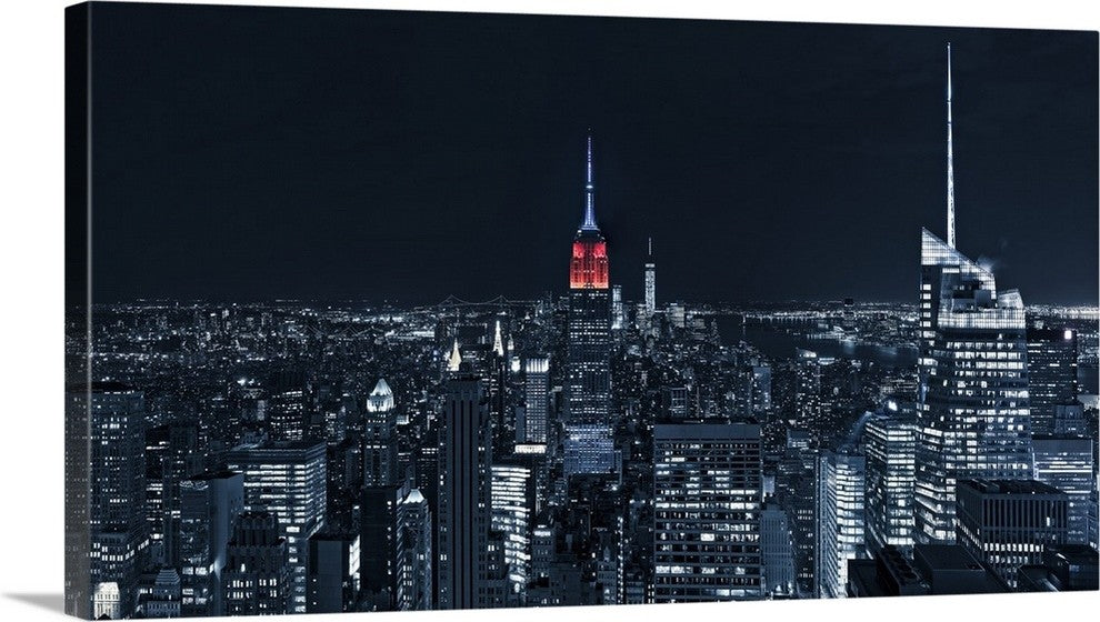 "Blue Empire by Night" Wrapped Canvas Art Print, 30"x16"x1.5"