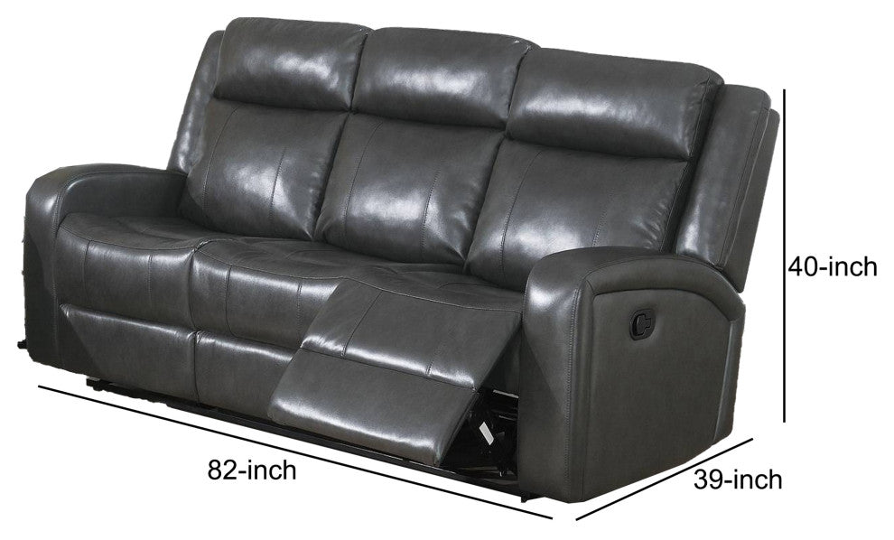 Benzara BM233104 Upholstered Power Motion Sofa With Padded Headrest, Black
