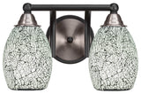 Paramount 2-Light Bath Bar, Matte Black & Brushed Nickel, 5" Black Fusion Glass
