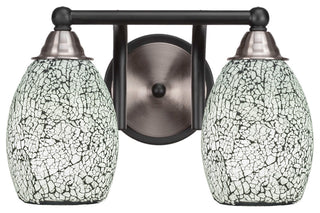 Paramount 2-Light Bath Bar, Matte Black & Brushed Nickel, 5" Black Fusion Glass