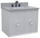 31" Single Wall Mount Vanity, White Finish With Gray Granite Top