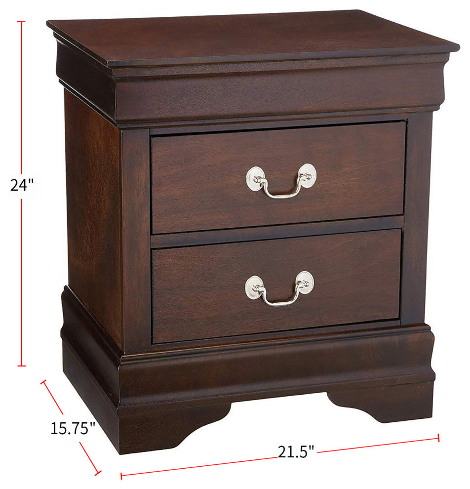 Wood Nightstand with 2 Drawers, Cappuccino
