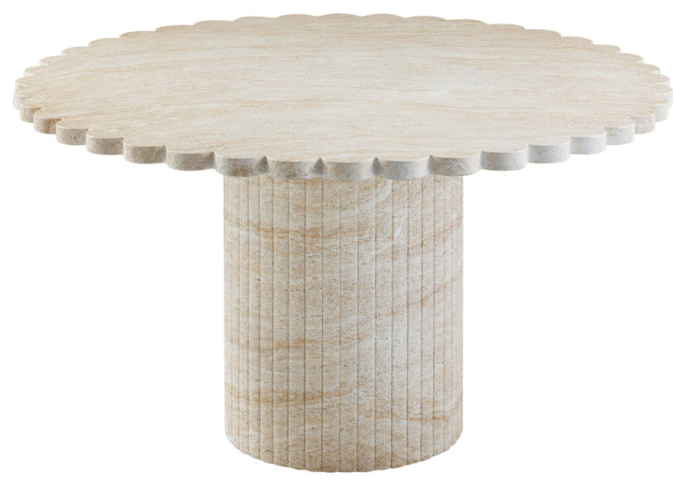 Blossom Washed Travertine Finish Indoor / Outdoor 54" Round Dining Table