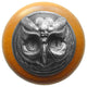 Wise Owl Maple Wood Knob, Antique-Style Pewter