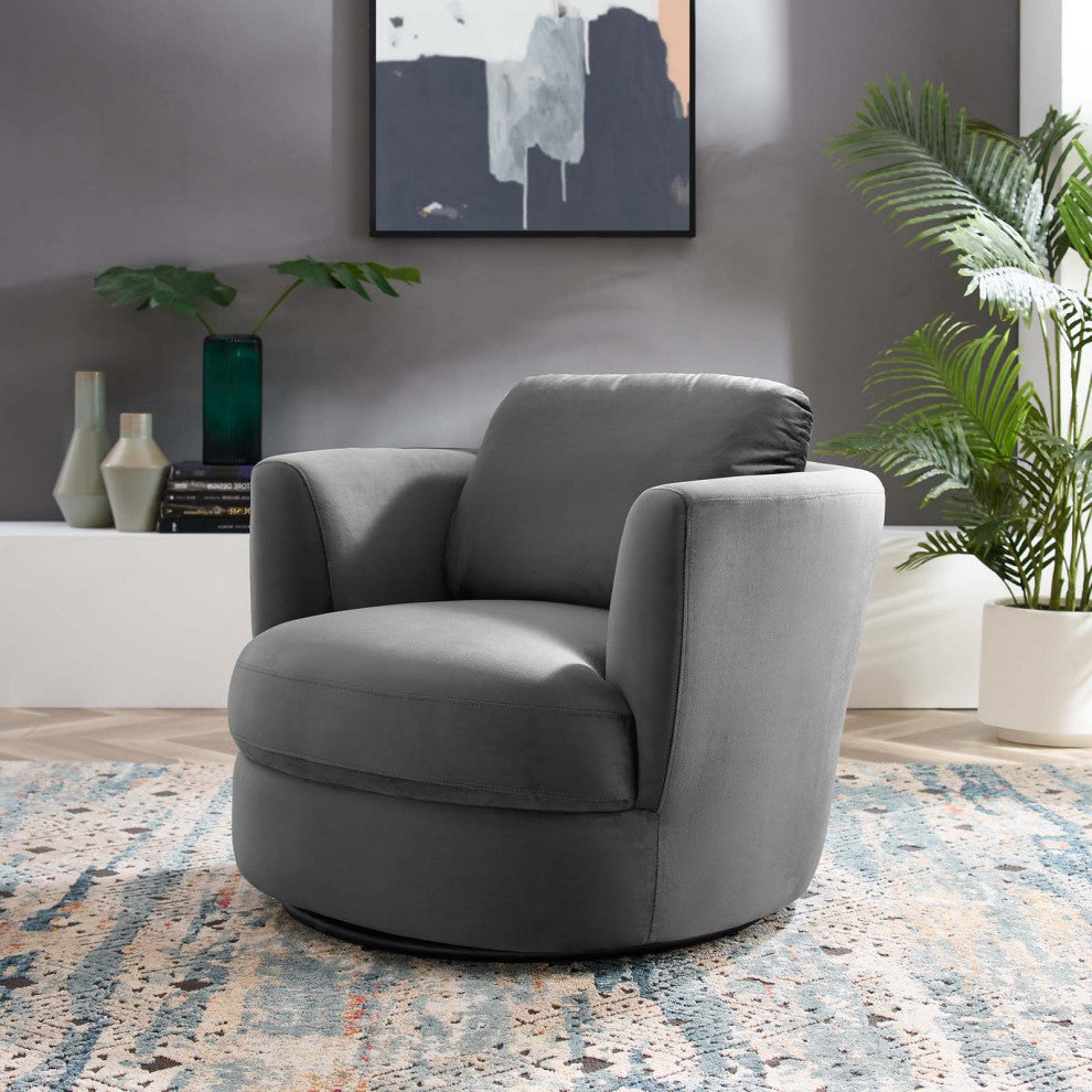 Armchair Accent Chair, Velvet, Gray, Modern, Living Lounge Hospitality