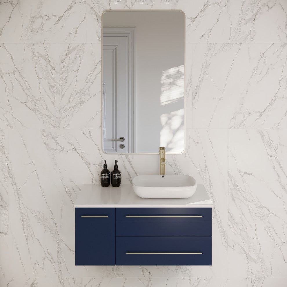 Fresca Lucera 36" Royal Blue Wall Mount Bathroom Cabinet, Right