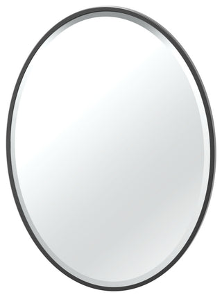Flush Mount Framed Oval Wall Mirror, Matte Black, 33