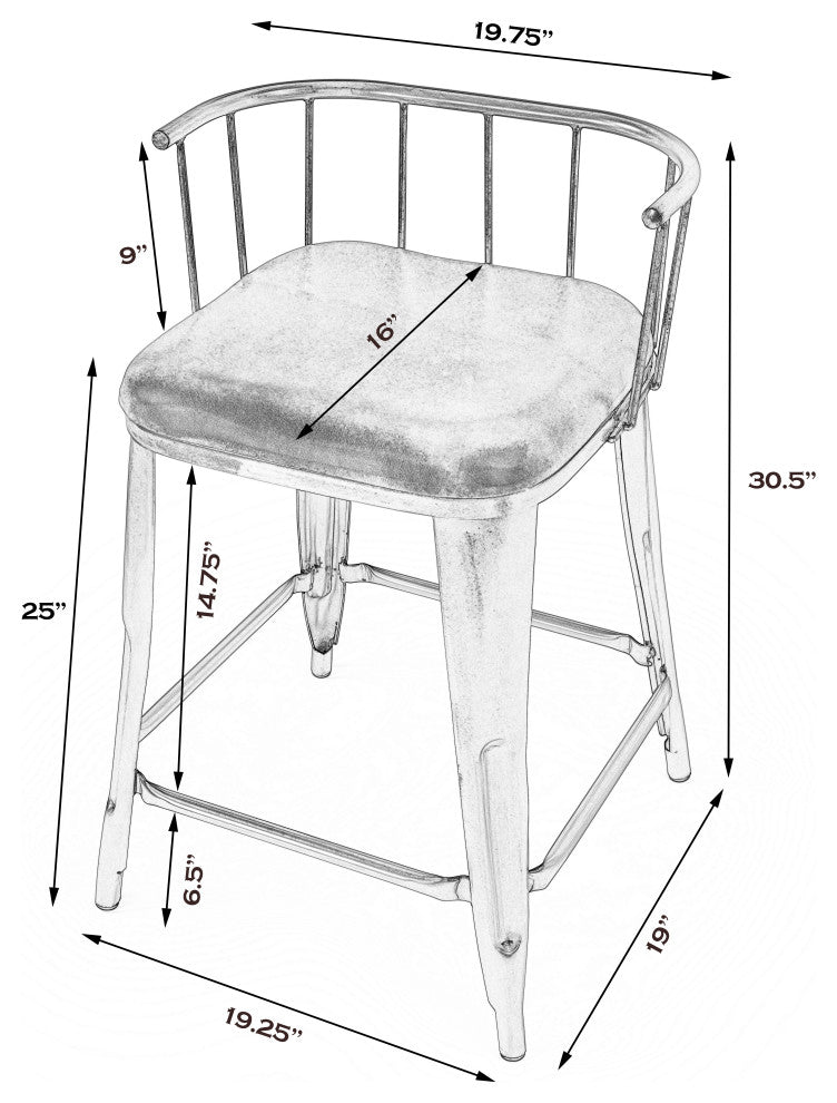 Coriander Iron & Leather Counter Stool, 5542344
