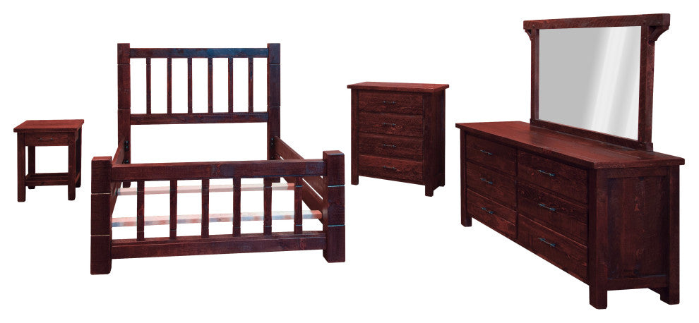 Barnwood Style Timber Peg Mission Bedroom Set, Michael's Cherry, King