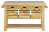 Grovaam Kitchen Island, Marble and Natural Finish