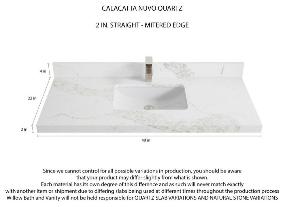 Elizabeth 48 Single Sink Bath Vanity in Dark Walnut Teak 2" Calacatta Nuvo