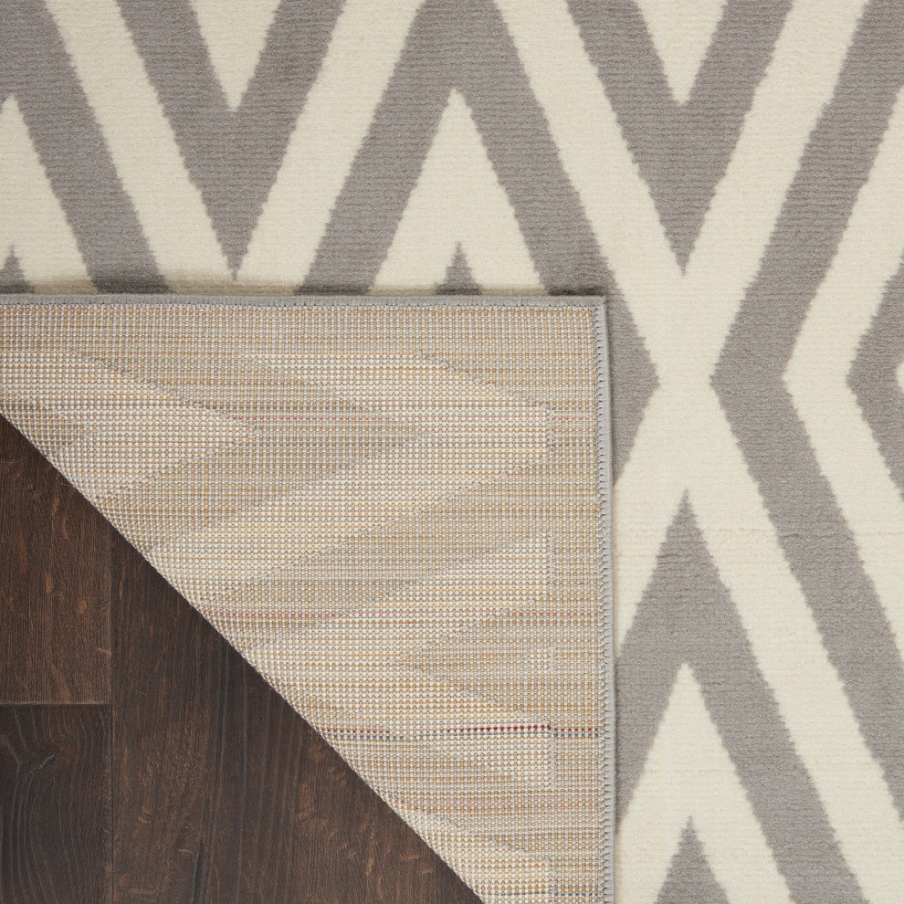 Nourison Grafix 2' x 4' White/Grey Mid-Century Modern Indoor Area Rug