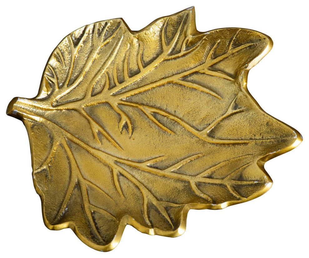 10in. Gold Tree of Life Leaf Decorative Accent Tray
