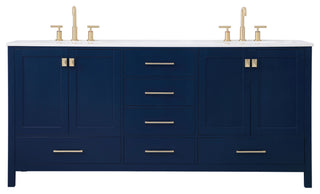 Blue 72" Double Sink Bathroom Vanity