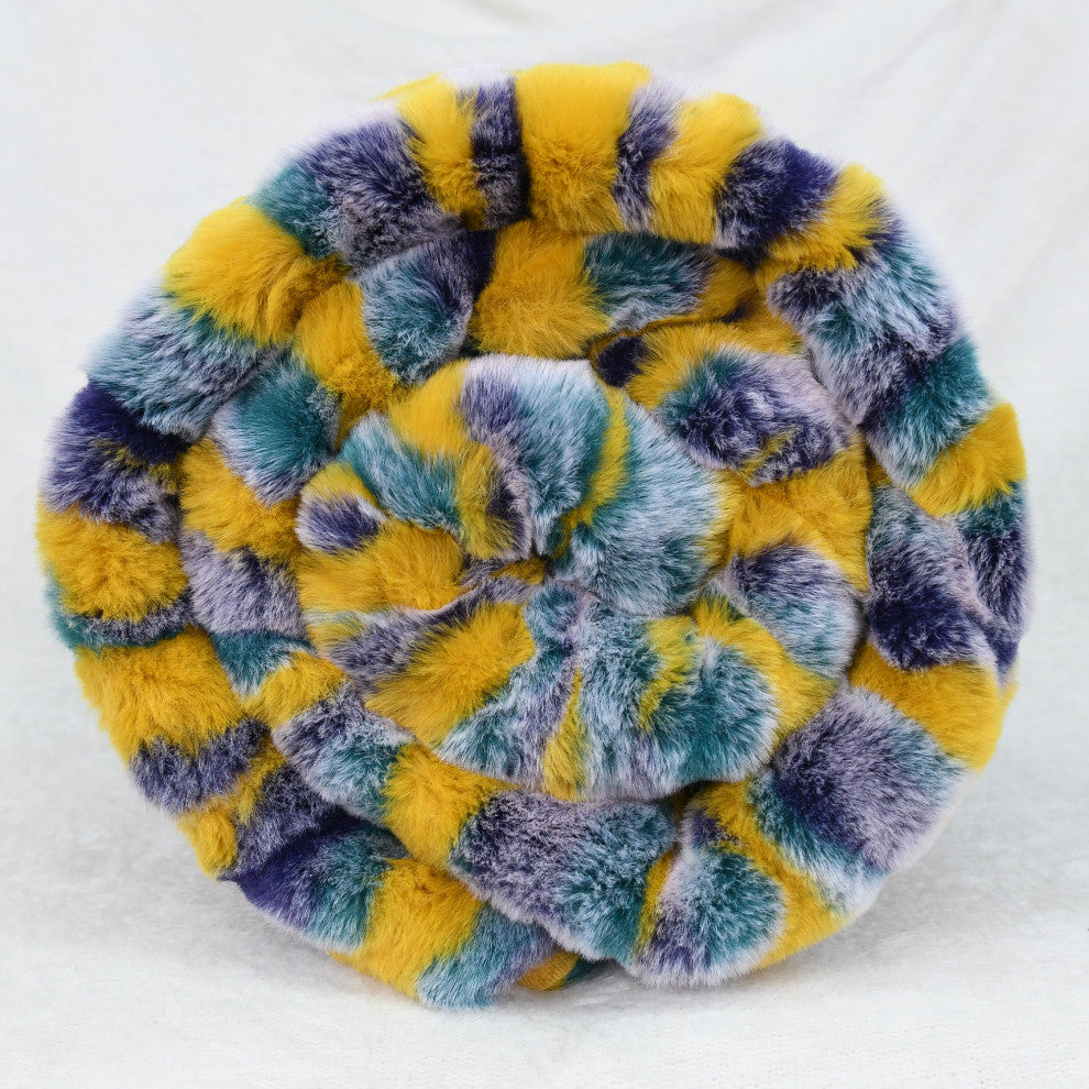 Multi Jacquard Faux Fur Throw Blanket, Teal, 50''x60''