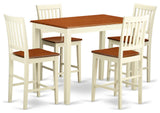 5 Pc Counter Height Set -Pub Table And 4 Bar Stools With Backs