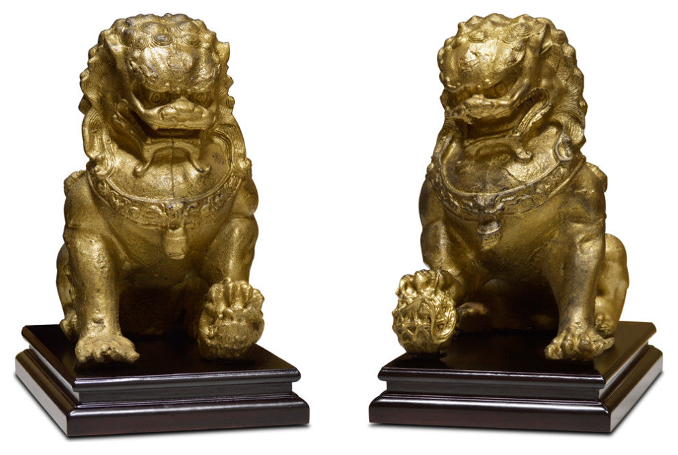 Chinese Temple Iron Foo Dog Set