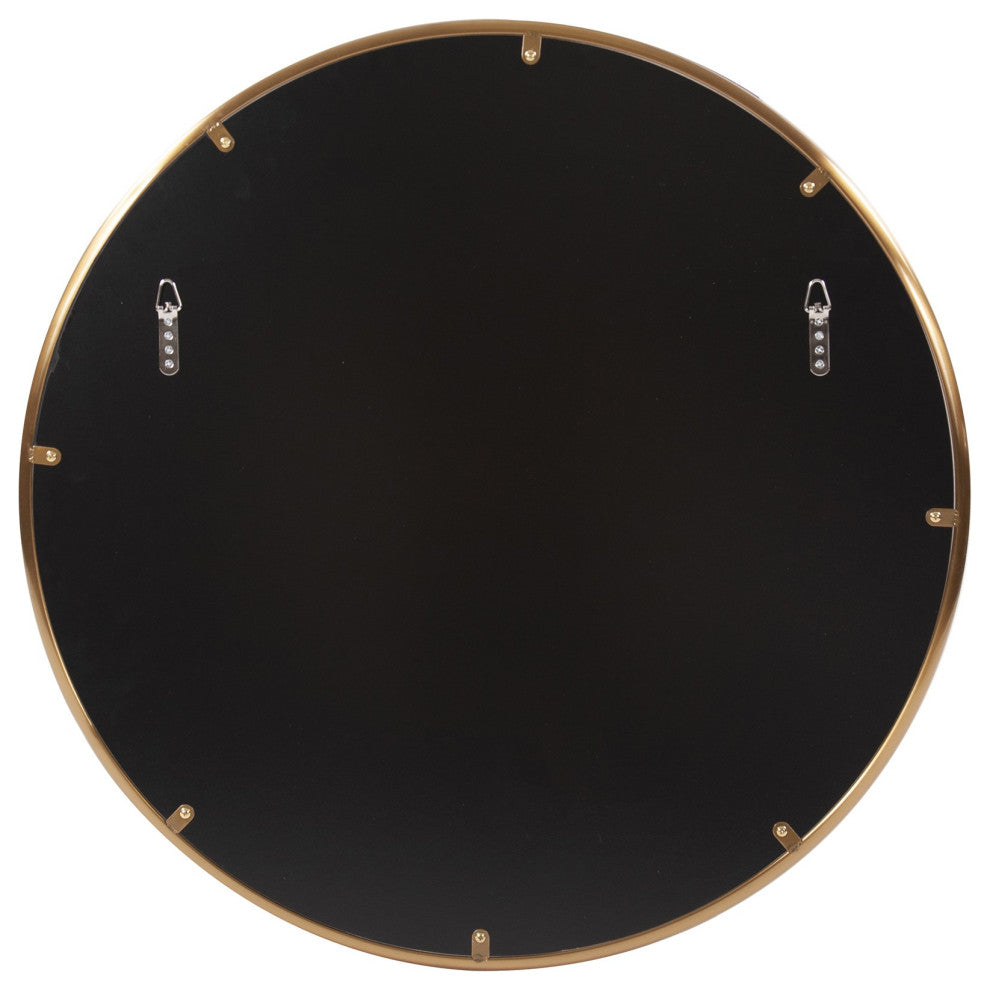 32' Antiqued Brushed Brass Round Wall Mirror