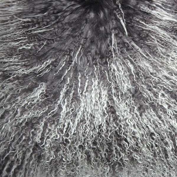 Genuine Mongolian Sheepskin Throw Pillow with Insert (16+ Colors), Frosted Gray