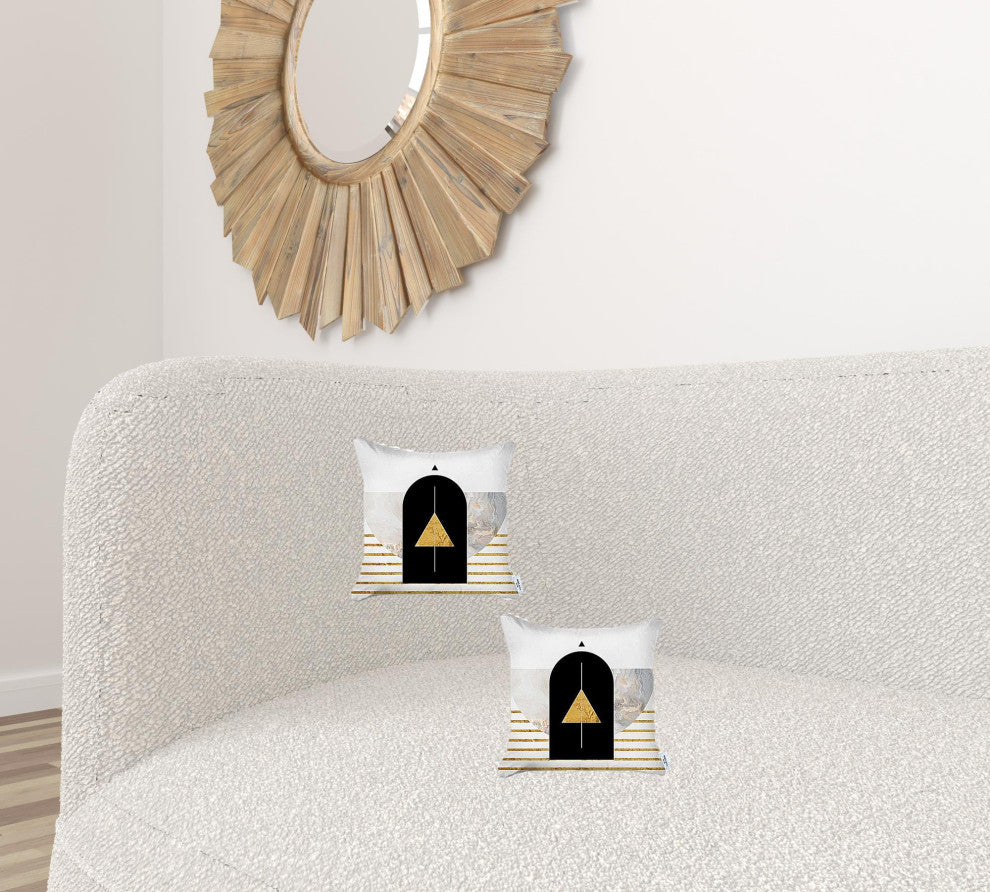 Set of 2 Yellow Geometric Printed Pillow Covers