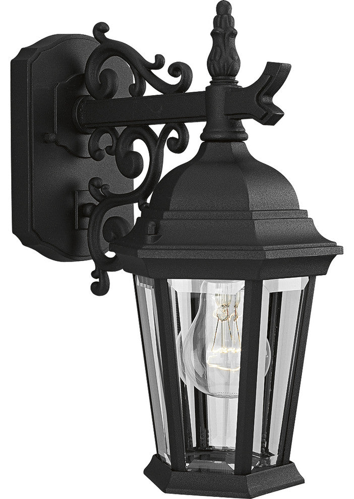 Progress Lighting 1-Light Wall Lantern With Clear BeveLED Glass Panel, Black