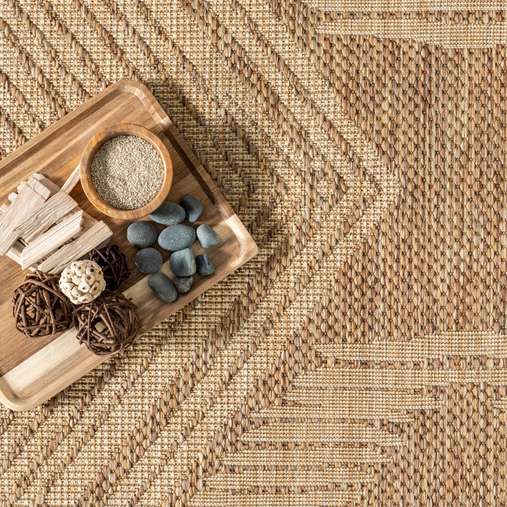 Nuloom Ranya Tribal Indoor/Outdoor Contemporary Area Rug, Light Brown 2'X8'