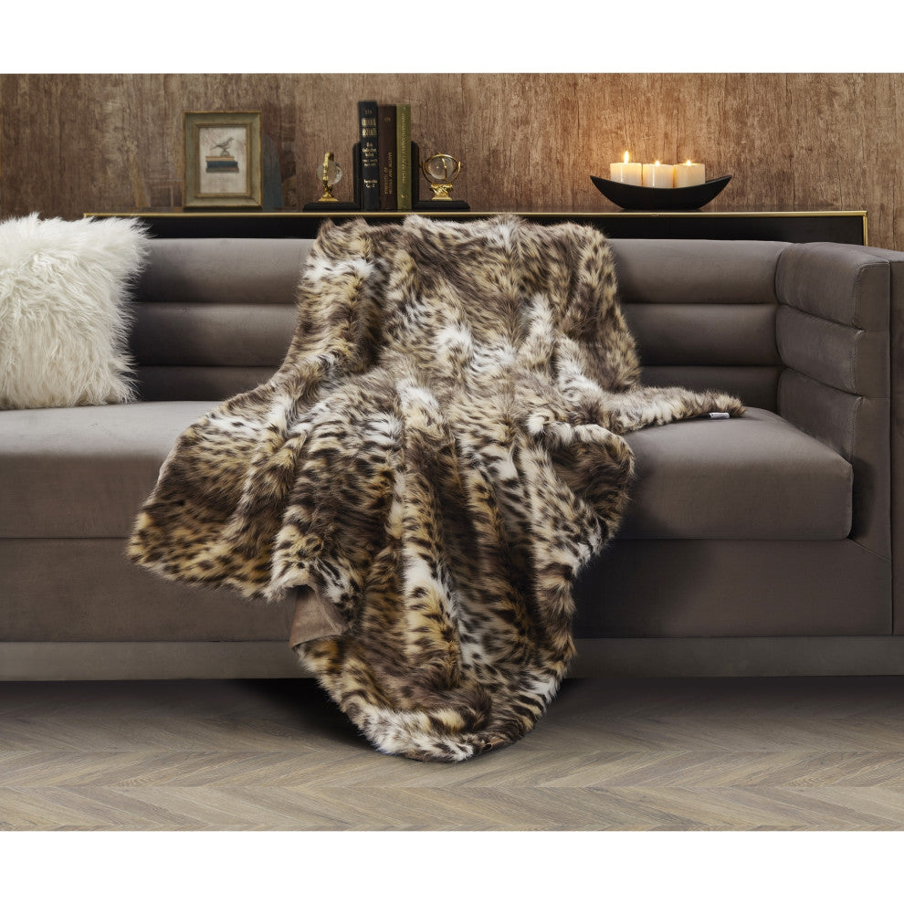 Inspired Home Jiselle Throw, Acrylic 50"x60", Faux Leopard