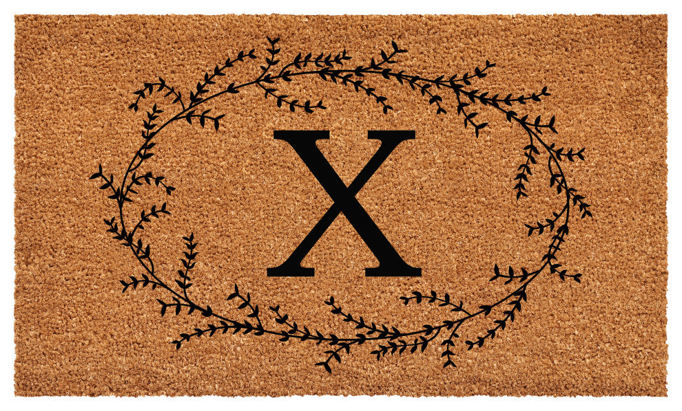 Calloway Mills Rustic Leaf Vine Monogrammed Doormat, 24"x36", Letter X