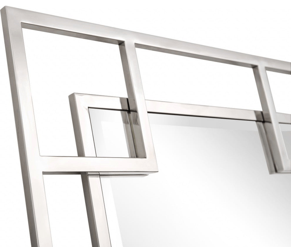 Silver Rectangle Accent Metal Mirror