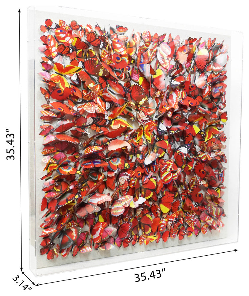Red Butterflies Shadow Box