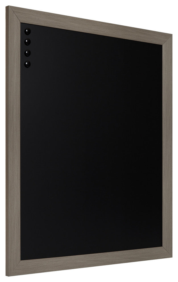 Beatrice Rustic Woodgrain Framed Magnetic Chalkboard, Gray, 33x27