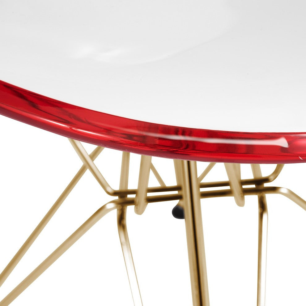 Cresco Eiffel Base Molded Dining Chair, Gold Base, Set of 4, White Red