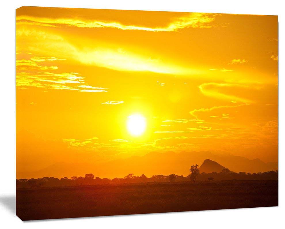 Bright Yellow Sky At Sri Lanka Sunset, African Landscape Canvas Print, 40"x30"
