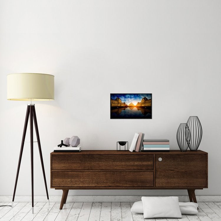 "Le Louvre" Framed Canvas Giclee by Cuomo Massimo, 23x14"