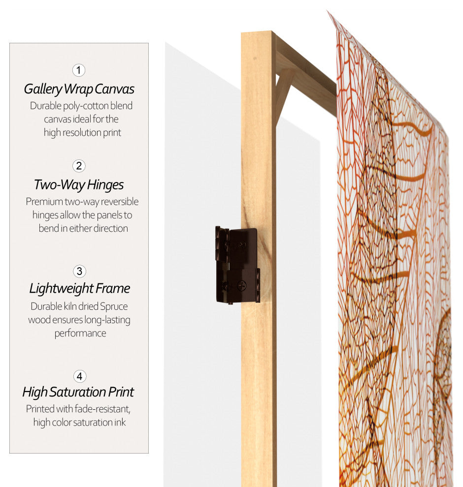 6' Tall Double Sided Ethereal Leaves Canvas Room Divider