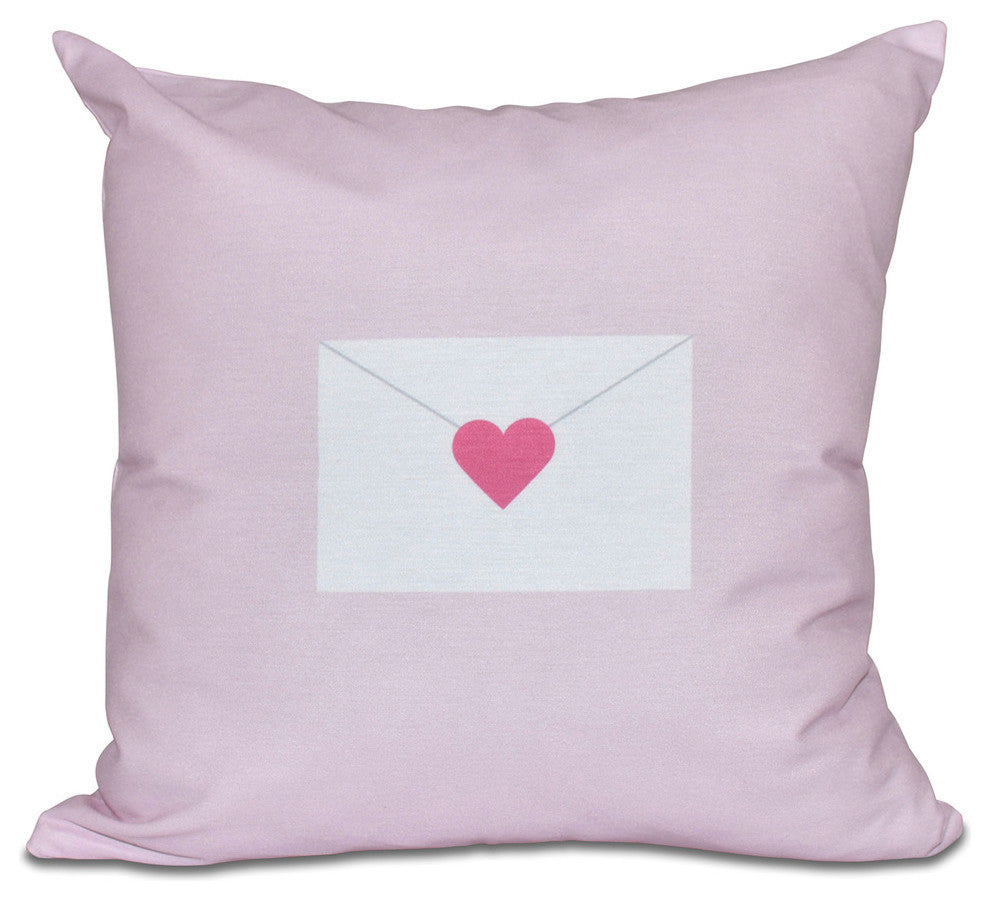 Valentine Print Pillow, Pale Pink, 16"x16"