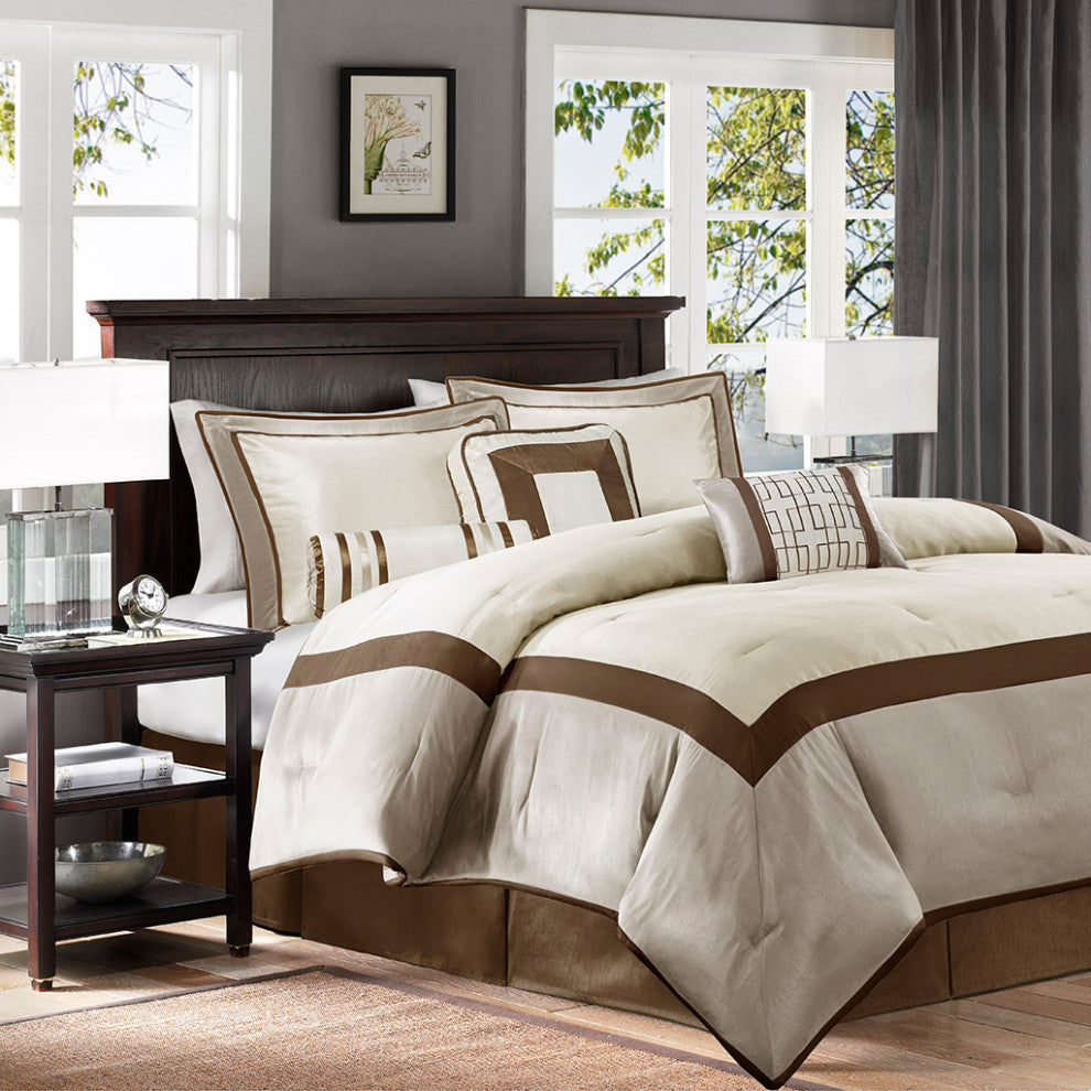 Madison Park Genevieve 7 Piece Comforter Set in Taupe/Brown