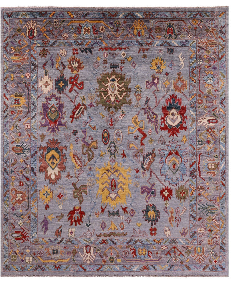 8' 2" X 9' 8" Hand-Knotted Turkish Oushak Wool Rug - Q12401