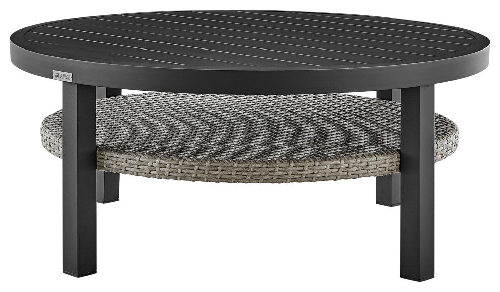 Aileen 3-Piece Patio Seating Set, Aluminum With Gray Wicker And Cushions