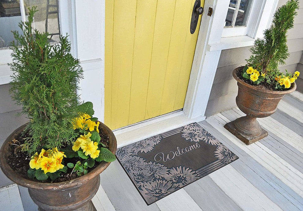 Welcome Rubber Pin Mat, Copper Hand Finished, Heavy Duty Doormat, 18"x30"