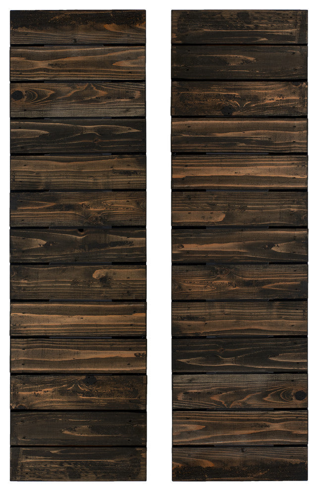 Horizontal Slat Board and Batten Exterior Shutters Pair, Slat Black, 72"